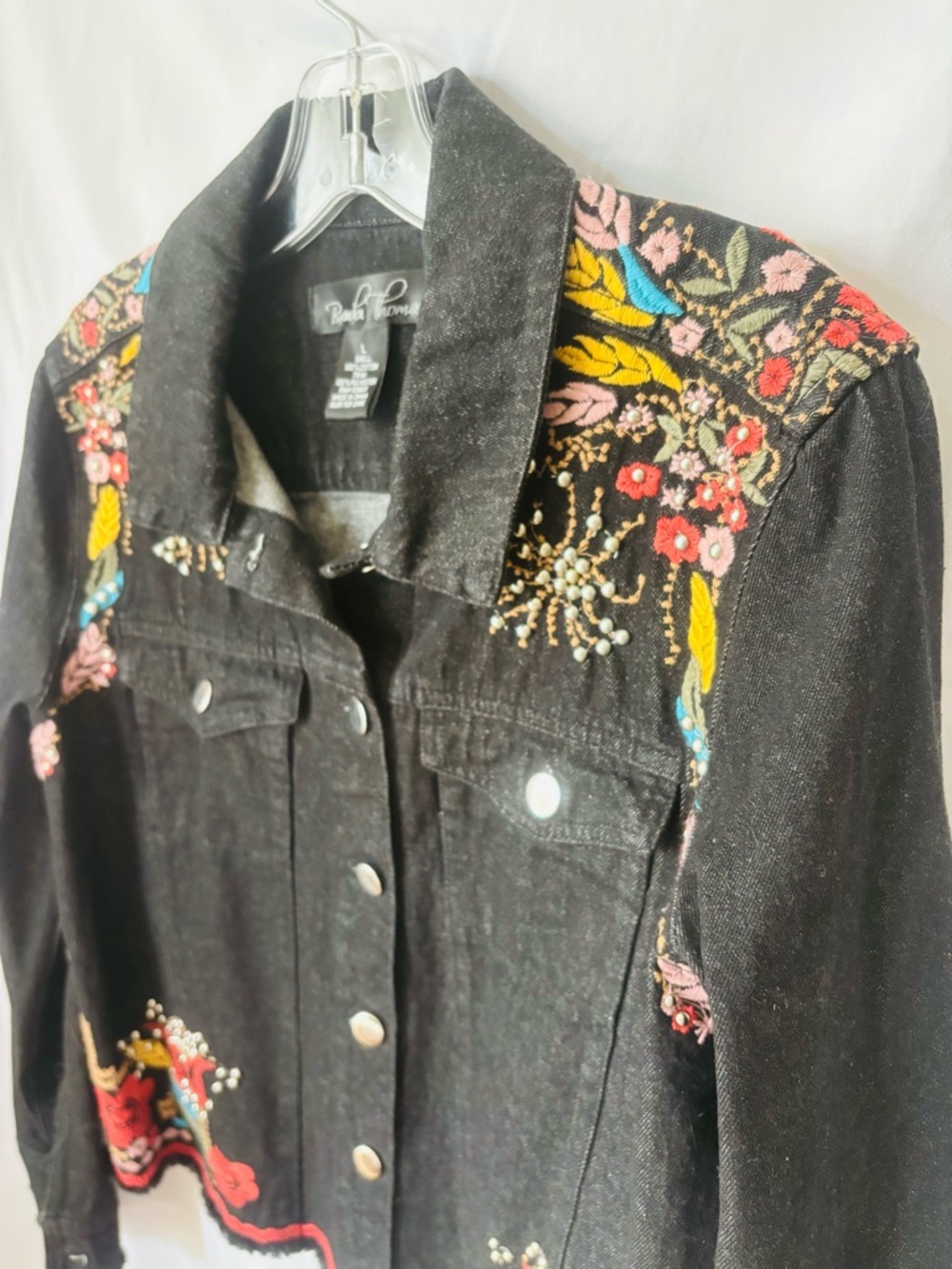 Embroidered Harvest Floral Denim Fall Jacket